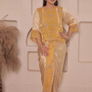 Pleated Satin & Cut Dana Embroidered Dhoti Co-ord Set | Partywear Co-ord | Upto 42